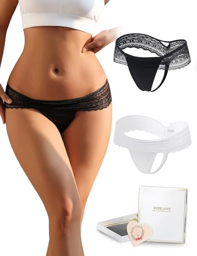 ohmydear Perizoma da donna in pizzo brasiliano, slip a vita bassa, mutande T-Back traforato, biancheria intima sexy per donne, mutandine trasparenti traspiranti, taglie grandi, XL
