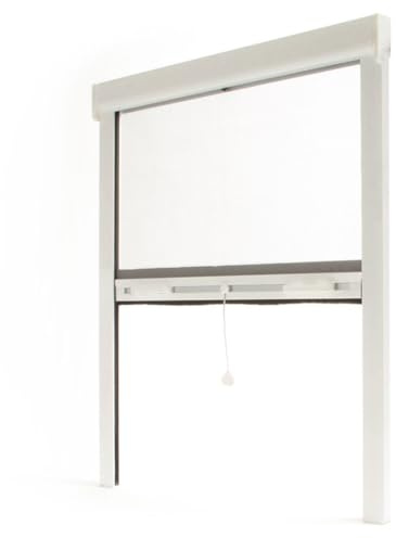 Avosdim Store moustiquaire fenêtre Alu Luxe - H100 x L80cm recoupable - Blanc texturé 9010 - Protection contre les insectes