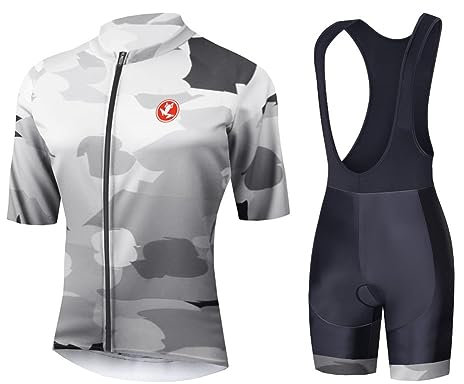 UGLY FROG Milchfaser Radsport Anzüge Herren Kurzarm Trikots+Bib Kurze Hosen Gel Pad Summer Cycling Kit Triathlon Clothes für Radsport Rennrad Einzigartig Designs