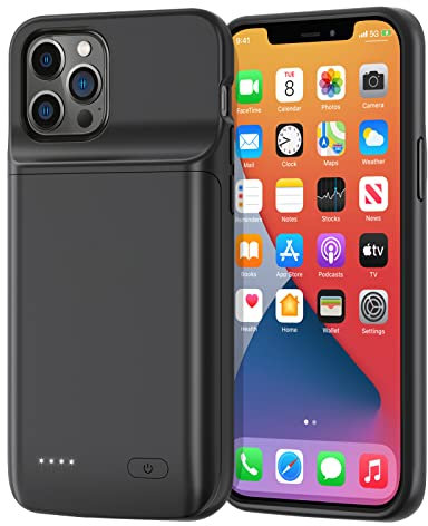 NEWDERY Akku Hülle für iPhone 12 Pro & iPhone 12, 4800mAh Schlanke Tragbare Ladeschutzhülle, Wiederaufladbare Schutzhülle für iPhone 12 Pro & iPhone 12 (6,1 Zoll)