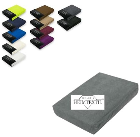 EXKLUSIV HEIMTEXTIL Frottee Spannbettlaken Marke 180 x 200 cm 80% Baumwolle, 20% Polyester Öko - Tex Zertifiziert, Markenqualität, Matratzenhöhe bis 25 cm, Grau