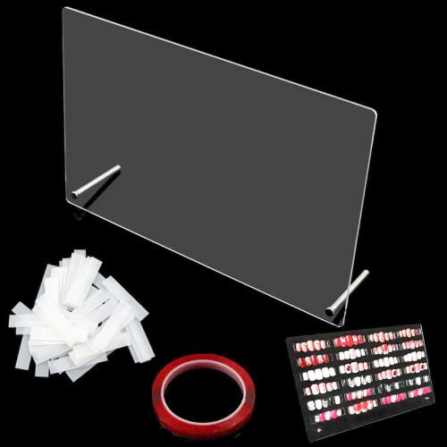 Présentoir Ongles Nuancier acrylique Palette - avec 50 Pièces bande d'affichage et colle nano-adhésive, pour exposition Transparent Nail Art Carte couleur Affichage présentation exercices d'ongles