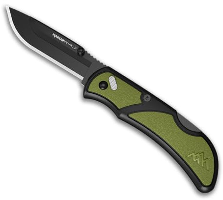OUTDOOR EDGE Razor EDC Lite Folding Pocket Knife with Clip | Compact 2.5” Replaceable Blade Knife with RazorSafe Blades | Perfect Small Blade for Men, Women, Work & Camping (Green, 2 Black Blades)