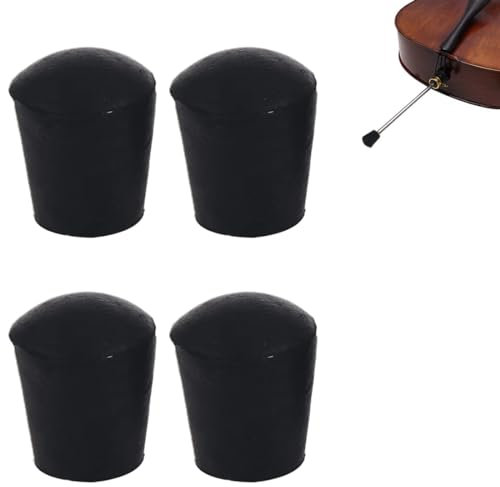 JTKREW 4 Stück Schwarz Rubber TIPP für Cello Endpin Instrument Protector, Cello Anti Rutsch Kappe,Spielzubehör