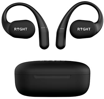Ryght – R484543 – Open – Ecouteurs sans Fil Extra Auriculaires – Technologie Open Ear – Autonomie de 20h, Double Micro + ENC, Etanchéité IPX4 – Idéal pour Le Sport, S’adapte à Votre Oreille – Noir