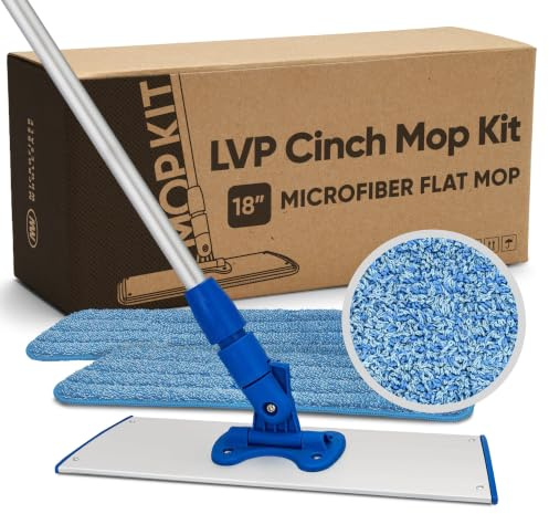 Microfiber Wholesale 18â Luxury Vinyl Plank Floor Mop | Deep Clean Without Damaging | Recommended by LVP Manufacturers | Heavy Duty Lightweight | Reusable Microfiber Mop Pads