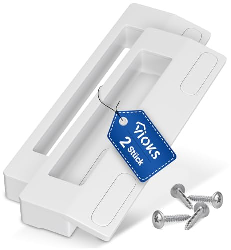 VIOKS 2 x kylskåpshandtag universellt 187 mm med 90–172 mm monteringsavstånd och 4 x dörrhandtag skruvar – dörrhandtag vitt dörrhandtag plasthandtag för kylskåpsdörr och frysreservdelar