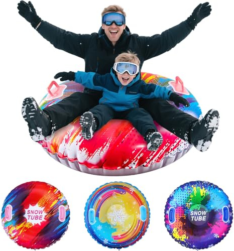 Shyllin Inflable Nieve Tubo Trineo, Neumáticos Inflables para Nieve, Trineos Inflables, Donuts Inflables para Trineo (Rojo)