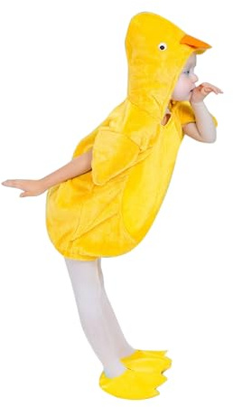 Generic Toddler Children Baby Boys Girls 3D Animal Chicken Costume Unisex Sleeveless Fleece Hooded Vest Tops Dress Up Oversized Coat Cosplay Halloween Costume Clothing Sweatshirt Kids Boy, yellow, 5-6