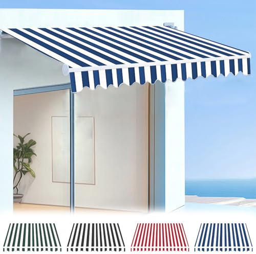 Toldo de poliéster azul oscuro duradero, parasol para balcones y patios, material de repuesto para toldos retráctiles (5 x 2,5 m)