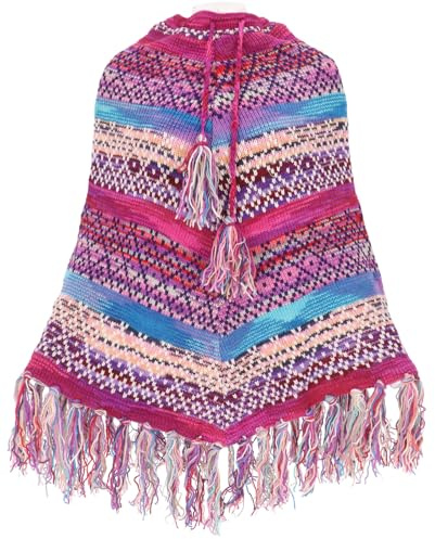 GURU SHOP Stickad poncho, ullponcho, dam, syntetisk, ROSA, 38