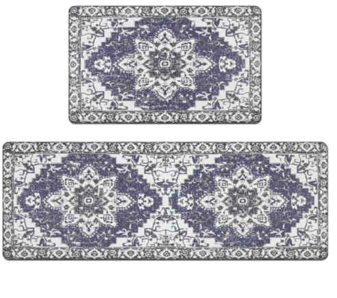 Alfombra Cocina 50X80Cm Gris Púrpura Alfombra Vinilica Cocina Cuero,Modernas Lavable Antideslizante Anti Fatiga para Pasillo, Comedor,Hogar Alfombrilla Cocina