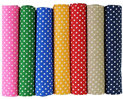 7 Stück Bunt Baumwollstoff Patchwork 50x50 cm Stoffe Punkte Stoffpakete DIY Quadrate Baumwolltuch Handgefertigte Stoffe zum Nähen Quilten Stoff Baumwollgewebe (# A003)