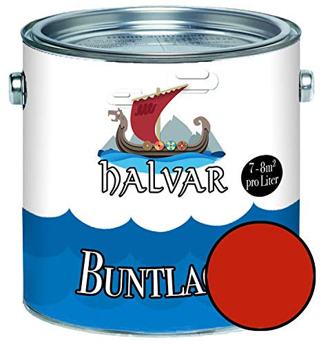 Halvar Barniz de color para madera y metal Rojo mate RAL 3000-3031 para madera para interior y exterior resistente a la intemperie protección duradera perfecta (25 L RAL 3020) Rojo