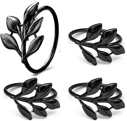 LdawyDE Serviettenringe, 4 Stück Kreative Blätter Serviettenring Set Metall Serviettenringe Tisch Serviettenhalter für Hochzeitsfeier Esstisch Hotel Dekoration
