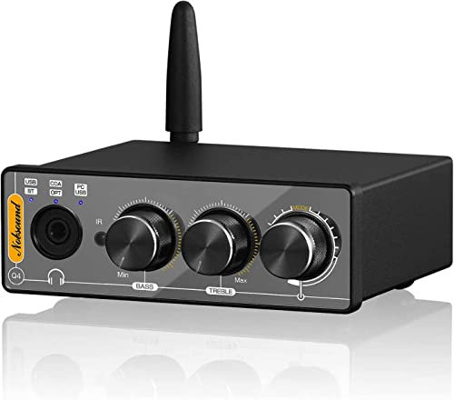 Nobsound Q4 USB Audio Gaming DAC Konverter mit Bluetooth Kopfhörerverstärker für PC/PS5/Computer mit optischem Eingang 24-Bit 192 kHz & Höhen Tiefenkontrolle & Fernbedienung