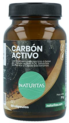 Carbón activo 60 Cápsulas Naturitas Essentials | Ayuda a tratar problemas digestivos y los gases e hinchazón estomacal | Complemento alimenticio