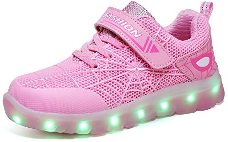 KIMIME PIKL LED Zapatos Verano Ligero Transpirable Impermeable Bajo 7 Colores USB Carga Luminosas Parpadeo Deporte de Zapatillas con Luces Los Mejores Regalos para Niños Niñas Cumpleaños de Navidad