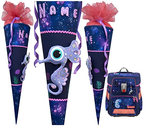 Schultüte passend zum Step by Step Star Seahorse Zoe, für Mädchen, genäht, mit Name versehen