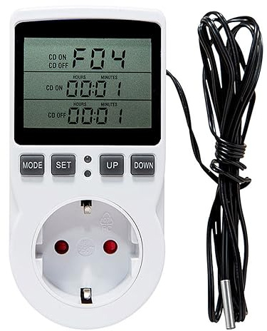 Termostato Presa Digitale Regolatore di Temperatura 230V con Sonda Presa con Regolatore di Temperatura per Serra, Acquario, Riscaldamento, Terrario, Acquario, Rettili, Incubatore Thermostat