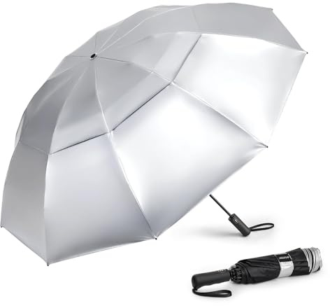 G4Free 42/46/54/62 Inch Large Golf Umbrella Compact Reverse Travel Umbrella 10 Ribs Windproof for Rain Double Canopy Automatic Open Close