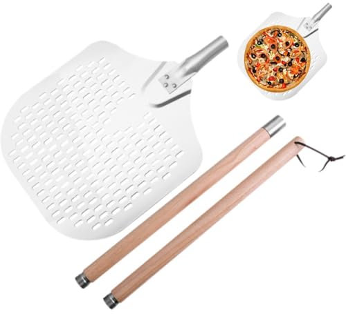 Cáscara De Pizza Perforada con Extraíble, Espátula De Metal para Pizza para Transferencia De Pizza Sin Esfuerzo Y Fácil Almacenamiento, Accesorios para Horno De Pizza Aire Libre