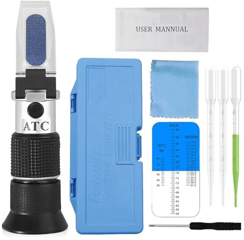 Frostschutz Refraktometer, 4-in-1 Handrefraktometer, Frostschutzprüfer für Automobil, Frostschutz Kühlmittel Refraktometer für Harnstoff, Ethylenglykol, Propylenglykol (Anleitung in Englische)