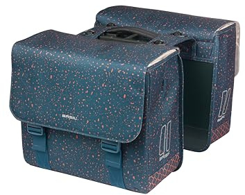 Basil Flair Doppelte Fahrradtasche MIK - 35L, Blau, Wasserabweisend, Aus recyceltem Polyester, Inkl. abschließbarer MIK-Adapterplatte, Perfekt für Stadt und Alltag