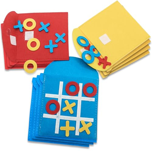 Huoflame Tic Tac Toe Spiel 12 Stück - Buntes Filzspiel mit X und O für Kinder - Mini Lernspielzeug für Geburtstag, Schule, Party, Kindergeburtstag Mitgebsel