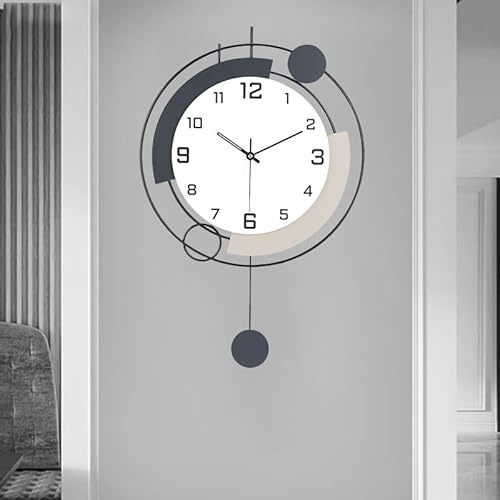 TOHOOYO Große Wanduhr Dekorative Wanduhren mit Pendel leise Qualität Quarz batteriebetrieben große Wanduhr für Wohnzimmer, Küche, Haus, Bad, Schlafzimmer Wanddekor, 16x25.6inch