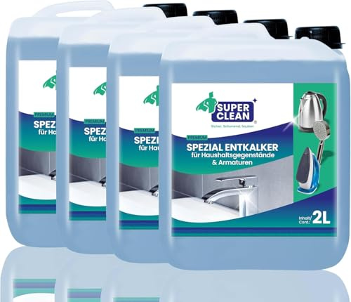 SUPER CLEAN Universal avkalkare flytande | Högkoncentrerad & mångsidig | 4 × 2 L | För vattenkokare, kranar, dusch, duschhuvud, badrum & kök | Skonsam mot material & effektiv