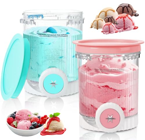 HAIWILL 2 Stück Behälter für Ninja Swirl CREAMi NC701EU 480ML BPA-Frei und Spülmaschinenfest Becher kompatibel mit Ninja Creami Swirl Behälter, Zubehör für NC701EU Eismaschine