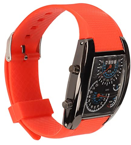 AKLOSIPY Orologio da Polso Digitale da Cruscotto da Corsa a LED con Cinturino in Acciaio Inossidabile - Alla Moda per (Cintura rossa)