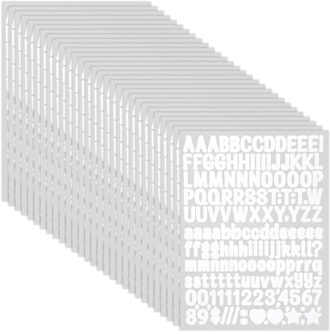 30 Sheets Small Letter Stickers, 0.5 Inch White Vinyl Self Adhesive Alphabet Number Stickers, Stick On Letters for Arts, Crafts, Outdoor Sign, Wall, Mailbox, Windows, Doors, Car, Poster, Board