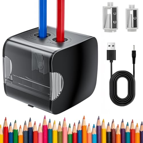 Taille-crayon électrique pour crayons de 6 à 8 mm et 9 à 12 mm d'épaisseur, taille-crayon électrique, taille-crayon automatique pour écoles, maisons, bureaux et salles de classe