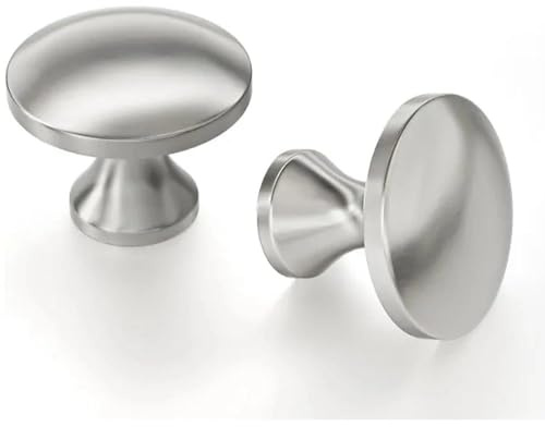 JYYWTSI 6 stycken möbelknoppar silver rostfritt stål, 28 mm skåpknoppar borstade, runda möbelhandtag skåphandtag lådknappar med 25 och 45 mm skruvar för kök badrum byrå låda och gör-det-själv