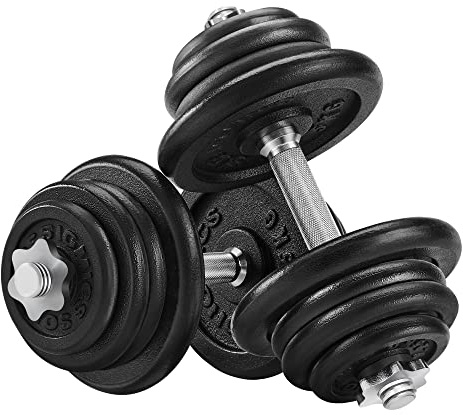 SONGMICS Set di Manubri Regolabili in Ferro, 50 kg, per Uomini e Donne, Allenamento Esercizio Fitness Sollevamento Pesi in Palestra a Casa, Nero SYL50BS