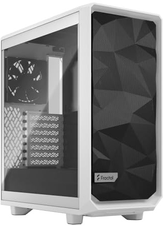 Fractal Design Meshify 2 Compact White ATX Case High-Airflow Tempered Glass, Flexible Layout, Mid Tower with Open Interior