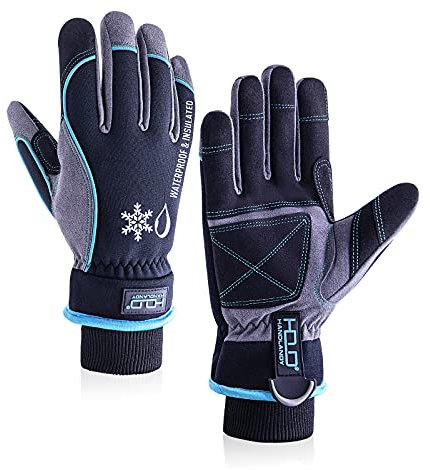 HLDD HANDLANDY wasserdichte Handschuhe für Herren, Winddichte Thermohandschuhe, Touchscreen Winterhandschuhe, Skihandschuhe Warme Arbeitshandschuhe Snowboard (Blau, L)