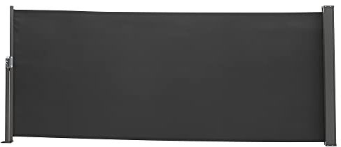 The Fellie Dark Grey Retractable Side Awning, Wind, UV Protection and Weatherproof PU Coating for Outdoor Privacy Screen for Garden, Balcony, Terrace, 100 x 300 cm