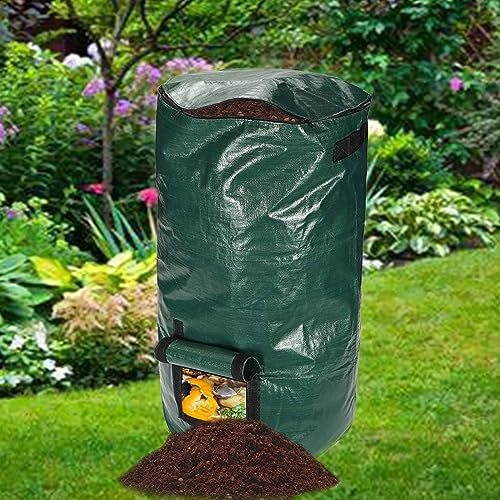 34 Gallon Compost Bin Bags-Outdoor Garden Compost Bin Bags Garden Yard Grow Bags (Green 1 Piece)