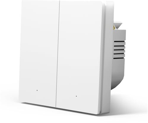 MVAVA ZigBee Lichtschalter, Smart Wandschalter Alexa und Google Home Work mit Tuya, 86mm Lichtschalter Unterputz, Wandlichtschalter Kunststoffplatte (Neutrale Leitung Benötigt) 2 Fach 1 Weg Weiß