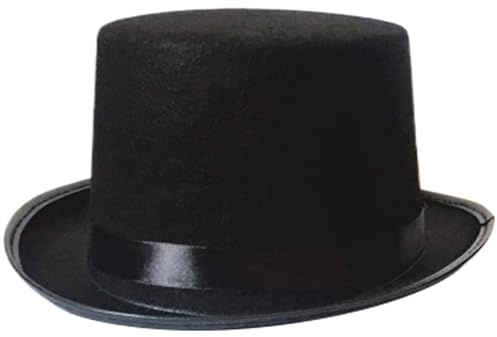 Top Hats for Men Magician Hat Formal Wide Brim Top Hats for Men Women Felt Black Top Hat for Magician Costume Decorative Top Hat for Halloween, Show, Cosplay