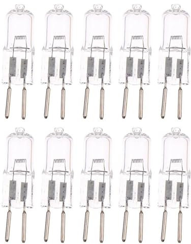 DLEDMOP G6.35 Ampoules Capsule G6.35 Ampoules halogènes 12 Volt 50 Watt 2 broches GY6.35 Ampoule culot de remplacement T4 Bulle tubulaire de type JC 2700K Blanc chaud 35W 10PCS