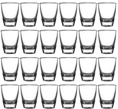 ACONDE 24 PCS Verres shooter, 35ml/3cl Verre à Shot Réutilisable en Verre, Petits Verres à Liqueur, Gina Shot, Gobelets, pour Vodka, Whisky, Tequila, Expresso, Liqueur