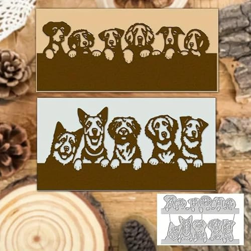 Merry Christmas Cute Smiling Puppy Dog Animal Greeting Card Metal Die Cuts,Sunflower Flower Leaf Cutting Dies Cut Stencils DIY Scrapbooking Decorative Embossing Paper Scrapbooking Card Making