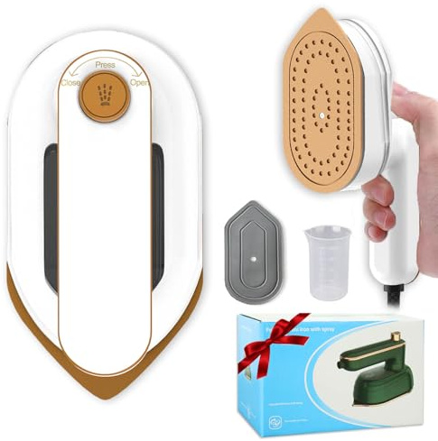 Mini Handbügeleisen, 2 in 1 180°Schwenkbar Faltbares Tragbarer Reisebügeleisen für Bekleidung, Steamer Dampfglätter für Familie, Reise, Hotel, RV, Dienstreise Machen, College, White