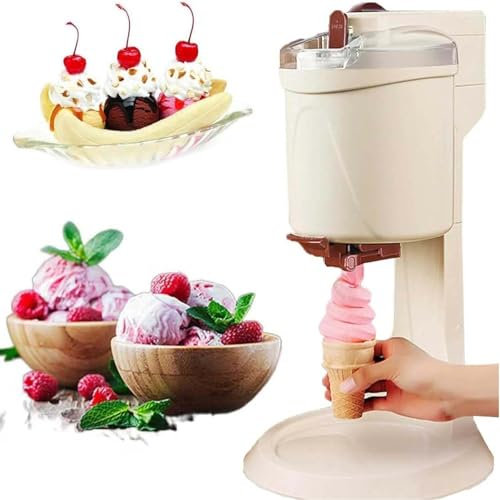Macchina per gelato soft serve, per la casa, fai da te, per la cucina, automatica, mini frutta, per servire gelato, salutare, semplice operazione a spinta,White