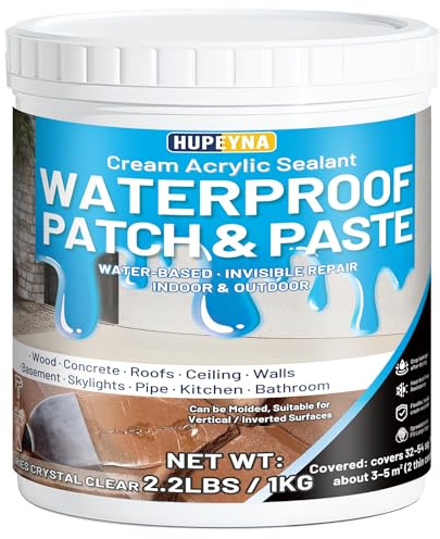 Waterproof Patch & Seal Rubberized Sealant Paste, Anti-Leakage Clear Waterproof Paste Invisible Repair for Curved and Vertical Indoor & Outdoor Surfaces: Wood, Tile, Stone, Roofs, Walls 1KG