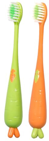 Spazzolino Da Denti Bambini - 2 Pezzi Spazzolini a Forma di Carota Cartone Animato | Pulizia Manuale Denti e Gengive per Bambini da 3+ Anni, Ragazze, Uso Domestico e Viaggio